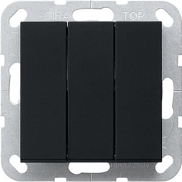 Gira 2844005 Wipptaster 3fach 10 A 250 V ~mit Wippen, Schließer 1-polig, System 55, schwarz matt