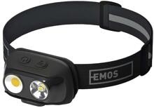 EMOS 1441317000 COB LED aufladbare Stirnlampe P3542, 500lm, 130m, Li-pol 1200mAh, schwarz
