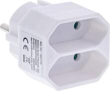 InLine Steckdosenadapter, Schutzkontakt Stecker an 2x Eurobuchse, weiß (16471D)