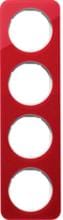Berker 10142349 Rahmen, 4fach, R.1, Acryl rot transparent/polarweiß glänzend