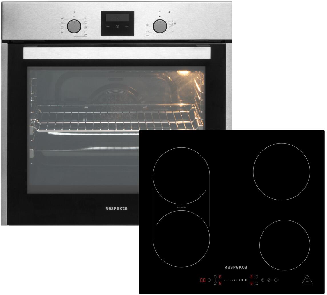 respekta ASET1406600I EEK: A Backofen-Set mit Induktionskochfeld (AB 140-33+KM6600IB-28), 60 cm breit, 60 L, Edelstahl