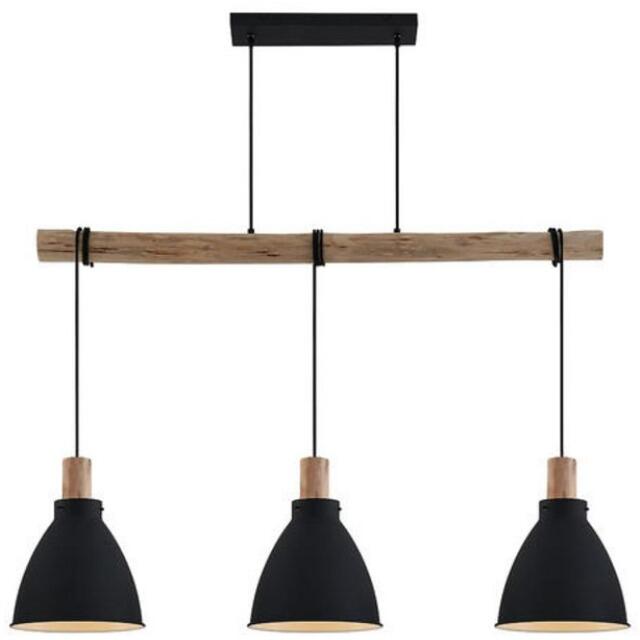 Brumberg Brenthis LED-Pendelleuchte mit Metallschirmen, 3 x E27, max. 15 W LED, rund, holz / schwarz (57411080)