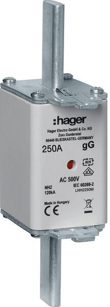 Hager LNH2250M NH-Sicherungseinsatz, NH2C, gG, 500V, 250A, Kombimelder, Grifflasche spannungsführend