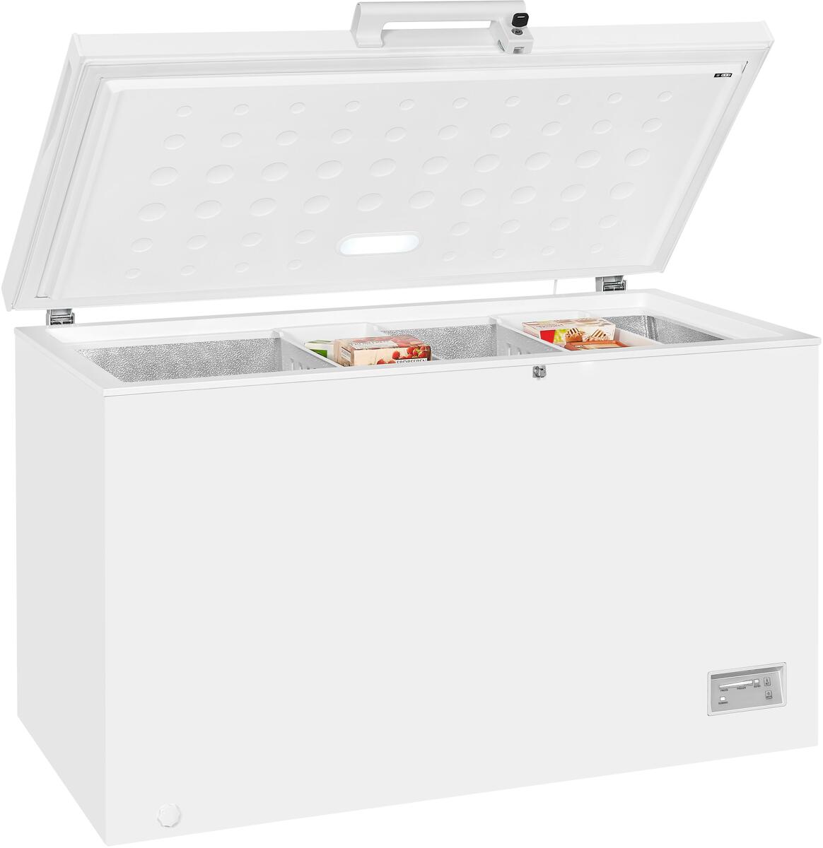 Exquisit GT400-HE-040E Gefriertruhe, 130 cm breit, 371L, Digitale Kontrolle, weiß