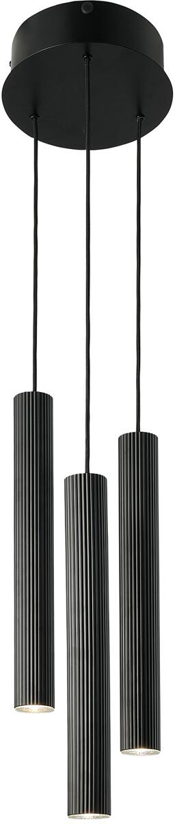 Nordlux Vico 3-Rondel Pendelleuchte, GU10, IP20, 3x5W, dimmbar, gerippte Oberfläche, Metall, schwarz (2412123003)