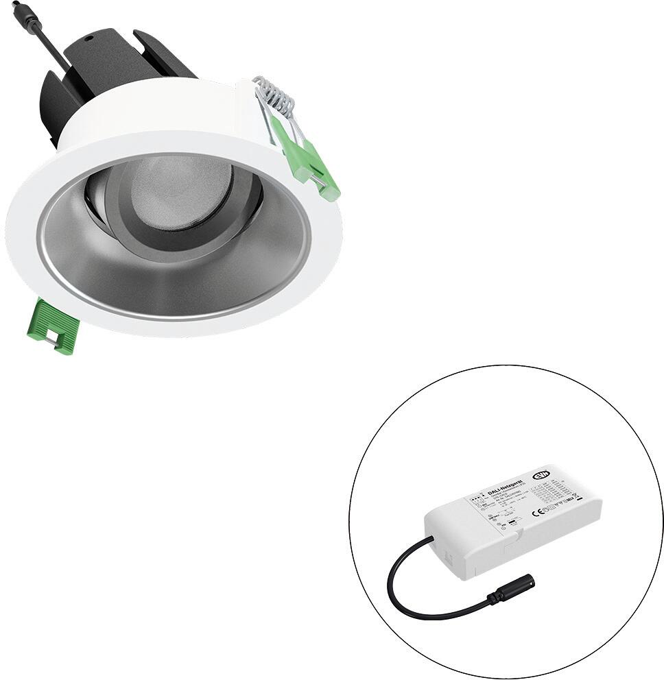EVN SELECTO LED Deckeneinbau, rund, dreh-/schwenkbar, IP20, 220-240V/AC, 13W, 4000K, 1706lm, inkl. Netzgerät, DALI, Reflektor silber/matt, 31.737,00cd