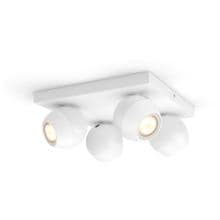 Philips Hue White Ambiance Buckram LED Viererspot, Dimmschalter, GU10, 20W, 1400lm, 4000K, weiß (929003048201)