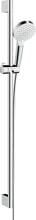 hansgrohe Crometta Duschset 100 Vario wassersparend mit Duschstange 90 cm, Messing, 6,7 l/min, 100 mm, Weiß/Chrom (26538400)