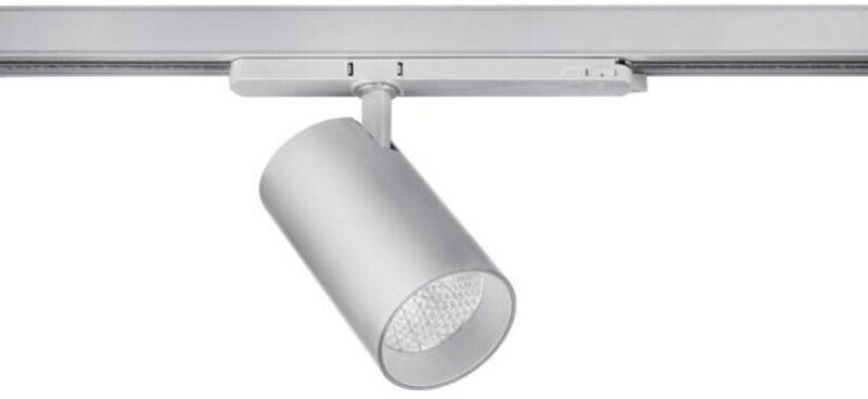 Brumberg TRAXX MAXI LED-Schienenstrahler 230 V AC, 50Hz, 24W, 2942lm, 20°, 4.000K, CRI > 90, rund, dreh- und schwenkbar, DALI dimmbar, silber struktur