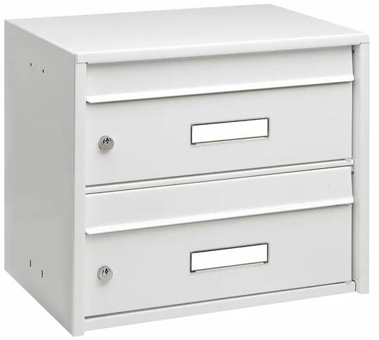 Burg Wächter Dual Front 821 W Anlagen-Briefkästen für 2 Parteien, Querformat, Stahl, weiß (34120)