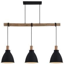 Brumberg Brenthis LED-Pendelleuchte mit Metallschirmen, 3 x E27, max. 15 W LED, rund, holz / schwarz (57411080)
