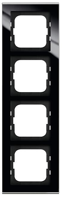 Busch-Jaeger 1724-245 Abdeckrahmen, 4-fach, Busch-axcent Pur, schwarzglas