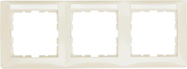 Berker 10238912 Rahmen mit Beschriftungsfeld, 3fach, waagerecht, S.1, weiß glänzend