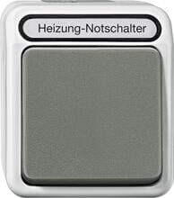 Merten MEG3449-8029 Heizungs-Notschalter, Aquastar, Aus, 2‑polig, Kontroll-Langfeldleuchte, 10 AX, AC 250 V, lichtgrau