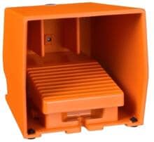 Schneider Electric Fußschalter, Harmony XPE, einfach, Metall, orange, 2-stufig, 2Ö+2S, IP66, mit Schutzhaube (XPER611)