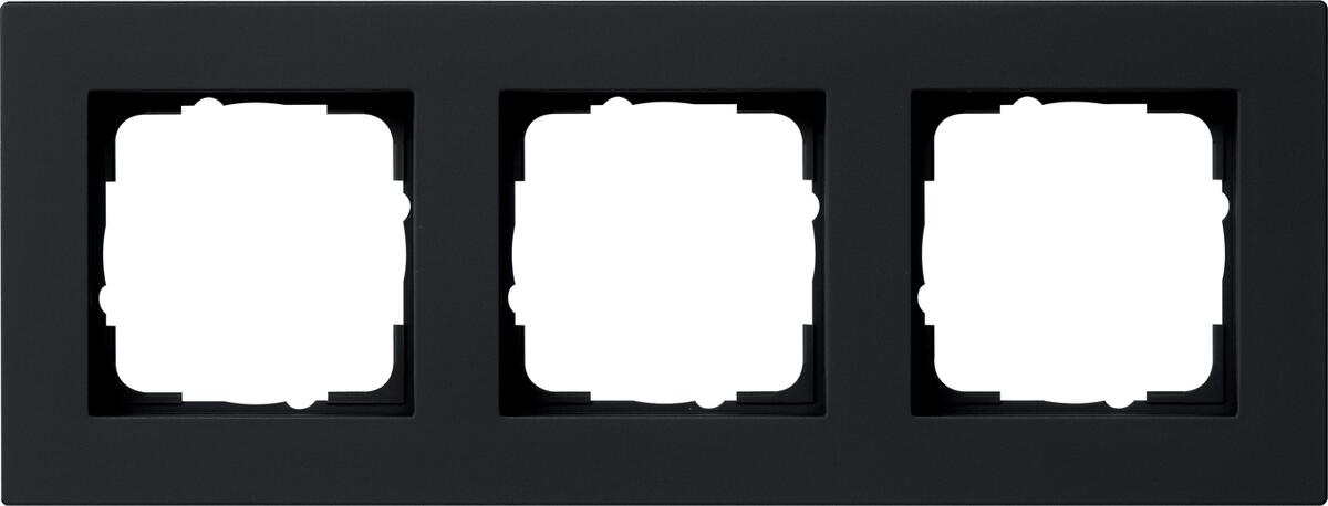 Gira 0213095 Abdeckrahmen für den flachen Einbau, 3fach, E2, schwarz matt