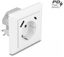 Delock Einbausteckdose, mit 2 USB-Ports 1xUSB Typ-A & 1xUSB Type-C PD 3.0, 18W, weiß (11499)