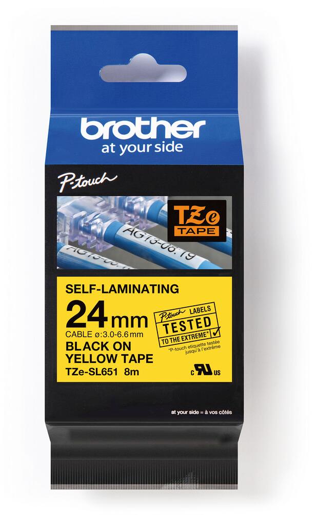 Brother TZe-SL651 Schriftband für Beschriftungsgeräte, selbstlaminierend, 24mm, 8m, schwarz/gelb