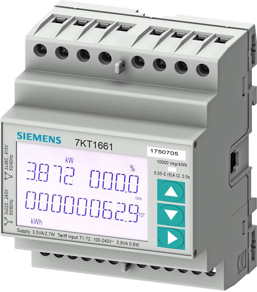 Siemens 7KT1664 SENTRON, Messgerät, PAC1600, LCD, L-L: 400V, L-N: 230V, 5A, Hutschienengerät, 3-phasig