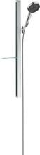 hansgrohe Rainfinity Duschset 130 3 Strahlarten wassersparend mit Duschstange und Ablagen, Metall, 8,5 l/min, 130 mm, Chrom
