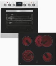 Exquisit EHE185-HBZ-020-Set EEK: A Einbau Herdset mit Glaskeramikkochfeld, 59,5 cm breit, 75 L, 9 Programme, Edelstahl