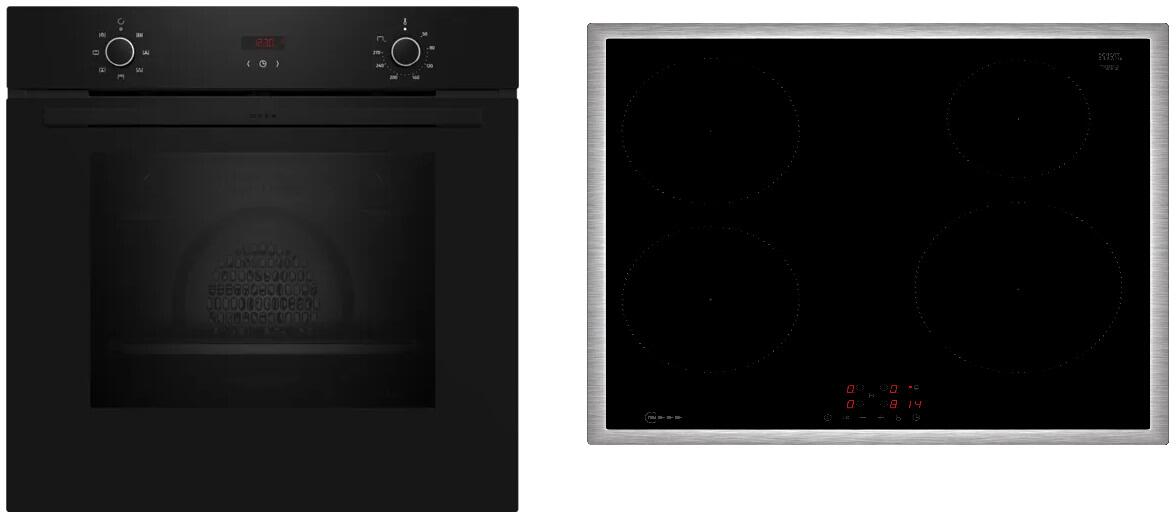Neff BX36IB0 N30/N50 A+ Backofen-Set mit Induktionskochfeld (B1CCC0AK3 + T46SBE1L0), 60 cm breit, 71 L, 5 Heizarten, Kindersicherung, schwarz