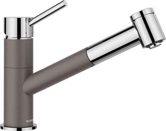 Blanco Kano-S Vario Armatur, Hochdruck, Auslauf 120° schwenkbar mit umstellbarem Schlauchauszug, vulkangrau/chrom (527967)