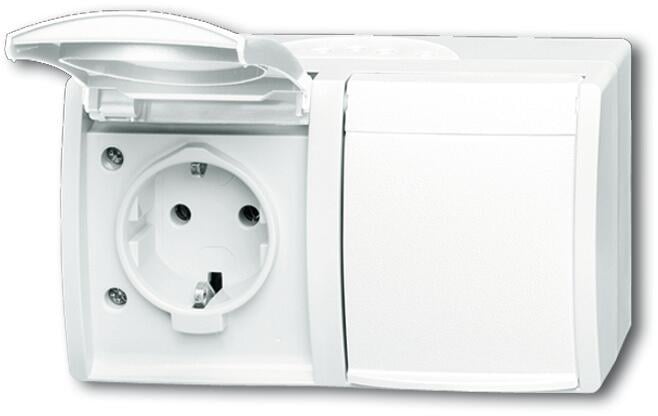 Busch-Jaeger 20/2 EW-54 SCHUKO Steckdose, Ocean IP44, 2-fach, alpinweiß (2CKA002084A0711)