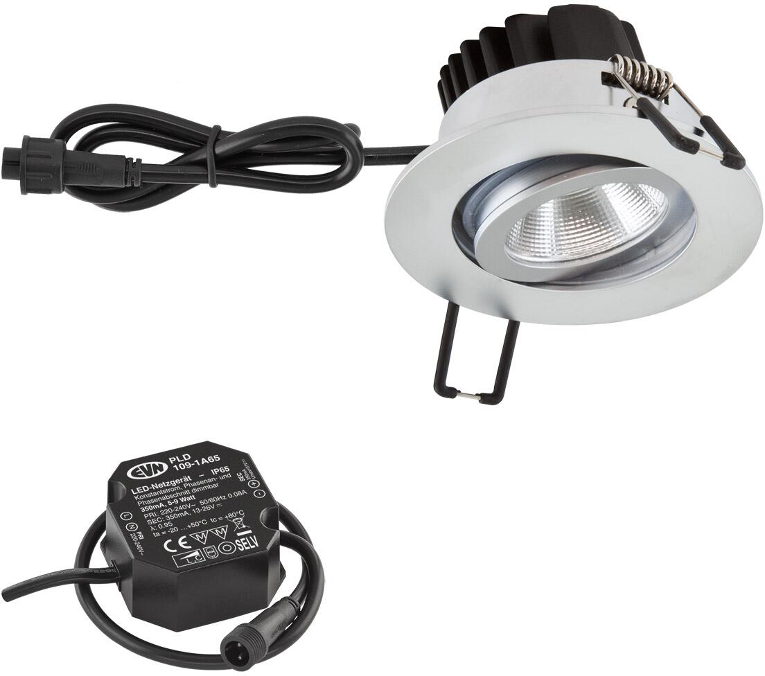 EVN PC65 LED Deckeneinbauleuchte, rund, schwenkbar, 6W, 2000-3000K, 60-600lm, chrom matt (PC650N615D2W)