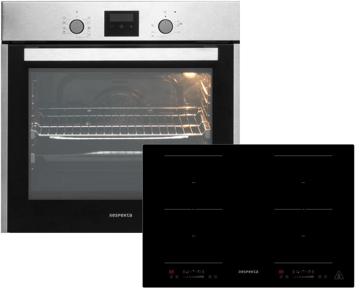 respekta ASET1408800I EEK: A Backofen-Set mit Induktionskochfeld (AB 140-33+KM8800IF-28), 60 cm breit, 60 L, Edelstahl