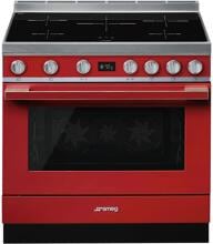 Smeg CPF9IPR Standherd mit Induktionskochfeld, 90 cm breit, 115 L, SoftClose, Pyrolyse, 10 Garfunktionen, Metall lackiert, rot