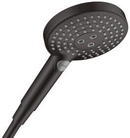 hansgrohe Raindance Select S Duschkopf 120 3 Strahlarten PowderRain wassersparend, Kunststoff, 8 l/min, 125 mm, Mattschwarz, (26515670)
