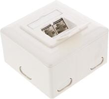InLine Cat.6 Anschlussdose, AP/UP 2x RJ45 Buchse, RAL9010, weiß, waagerecht (75602J)
