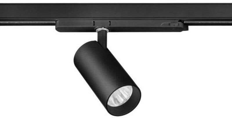 Brumberg TRAXX MINI LED-Schienenstrahler 230 V AC, 50 Hz, 14,5W, 1766lm, 20°, 4000K, CRI > 90, rund, dreh- und schwenkbar, DALI dimmbar, schwarz struk