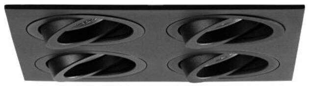 Brumberg M1 Einbaugehäuse, quadratisch, bündig, 4-fach, mit Modulhalterungen bündig, schwenkbar 20°, IP20, max. 4x13W, ohne LED-Module, Aluminium, sch