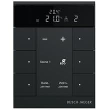 Busch-Jaeger SBR-F-6.0.11-885 Raumtemperaturregler mit Bedienfunktion 6-fach Busch-Tenton®, Free@Home, Schwarz Matt (2CKA006220A0900)