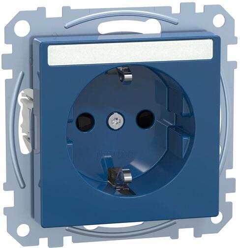 Merten MEG2302-0378 SCHUKO Steckdose für Sonderstromkreise mit Schriftfeld, erhöhter Berührungsschutz, Steckklemmen, blau