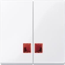 Doppelwippe mit rotem Symbolfenster, Aktivweiß glänzend, System M, Merten MEG3456-0325