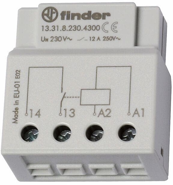 Finder 13.31.8.230.4300 Schaltrelais, 12A 230V AC, UP-Dose, 1 Schließer