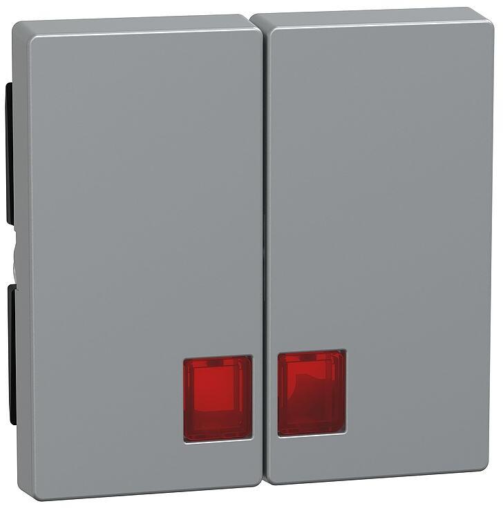 Merten MEG3456-0460 Doppelwippe mit rotem Symbolfenster, System M, Thermoplast, Aluminium matt