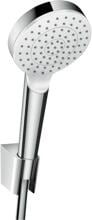 hansgrohe Crometta Duschkopfhalterungset 100 1 Strahlart wassersparend mit Duschschlauch 160 cm, Kunststoff, 6,7 l/min, 100 mm, Weiß/Chrom (26569400)