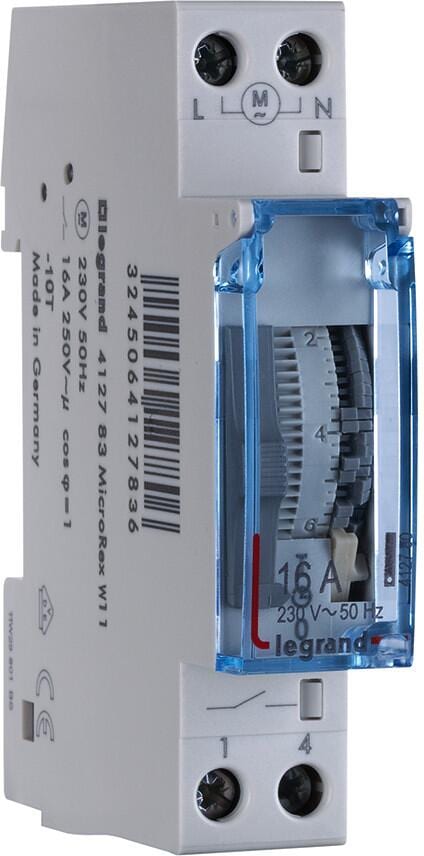 Legrand 412794 QW11 230V Wochenschaltuhr, Quarzmotor, 1 Kanal, 16A