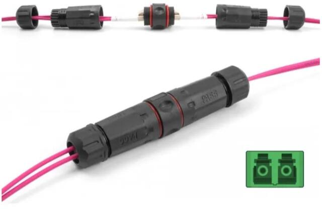 Delock LWL Kabelverbinder, LC Duplex Buchse zu LC Duplex Buchse, APC, wasserfest, schwarz (87874)