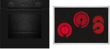 Neff BX48PB0 N30/N70 A+ Backofen-Set mit Elektrokochfeld (B2CCG6AK3 + T18SDH9L0), 60 cm breit, 71 L, Pyrolyse, 7 Heizarten, Grillfunktion, Kindersicherung, schwarz