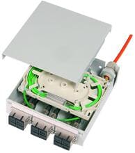 Telegärtner STX Tragschienen-Verteiler mit 6xSC Duplex, Singlemode, Spleißkassette, Pigtails; 12x E9/125, SC (100022816)