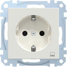 Merten MEG2350-0319 SCHUKO Steckdose mit Kennzeichnung Computer, erhöhter Berührungsschutz, Steckklemmen 16 A, AC 250 V, DIN 49440, Polarweiß glänzend, System M Zentraleinsätze