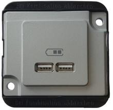 Merten MEG4366-7060 USB Ladestation, Panzer, mattsilber