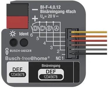 Busch-Jaeger BI-F-4.0.12 Binäreingang, 4fach, Unterputzmontage, mit Kontaktabfragespannung, free@home (TP), grau (2CDG510024R0021)