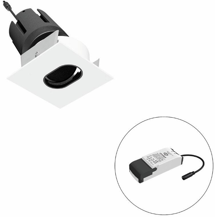 EVN SELECTO LED Deckeneinbau, quadratisch, schwenkbar, IP20, 220-240V/AC, 13W, 1147lm, 2700K, inkl. Netzgerät, Phase, Reflektor weiß/matt, 1.616,00cd,