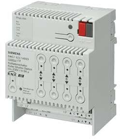 Siemens N 523/03 KNX Rollladenaktor 4-fach, Direktbetrieb, REG, 4 x 230 V AC, 6 A, LED-Anzeige, grau (5WG1523-1AB03)
